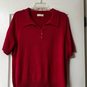 Appleseed's Bright Pink Short-Sleeve Polo Knit pullover in Size XL